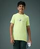 Technosport Knit Half Sleeves Run Always Forward Text Printed Quick Dry & Breathable Tee - Shadow Lime