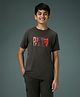 Technosport Knit Half Sleeves Play Hard Text Printed Quick Dry & Breathable Tee - Black Olive