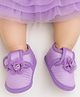 Neska Moda Floral Applique Detailed Velcro Closure Booties - Purple