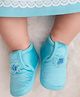 Neska Moda Floral Applique Detailed Velcro Closure Booties - Sky Blue