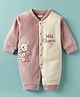 Mom's pet Fleece Knit Full Sleeves  Fox Face Embroidery Winter Romper - Light Pink