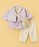 Mom's pet Glitter Knit Full Sleeves Shimmer Detailed Dress With Jacket Leggings & Purse Set - Purple
