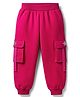 Pine Kids Knit Full Length Solid Coloured Lounge Pant With Pockets - Dark Pink
