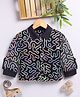 TOONYPORT Denim Woven Full Sleeves Tape Detailed Abstract Designed Shirt - Black