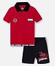 Nap Chief Pure Cotton Knit Marvel Featuring Half Sleeves Spiderman Printed Tee & Short Set - Red