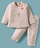 Tango Interlock Knit Full Sleeves Night Suit with Bunny Print - Peach