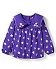 Babyhug 100% Cotton Knit Full Sleeves Top with Floral Print - Purple