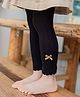 Ziory Cotton Knit Bow Applique Detailed Tights - Black