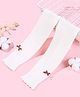 Ziory Cotton Knit Bow Applique Detailed Tights - White