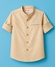 Kookie Kids Cotton Woven Full Sleeves Solid Colour Kurta Style Shirt - Beige