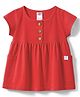 Zero Sinker Knit Half Sleeves Solid Frock - Red