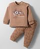 Zero Interlock Knit Full Sleeves Night Suit With Animal Print - Brown