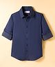 Kookie Kids Cotton Woven Full Sleeves Solid Color Shirt- Navy Blue