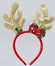 Christmas Themed Hair Band With Reindeer Design- Red & Gold