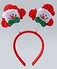 Christmas Themed Hair Band With Snowman Applique  - Red