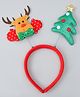 Christmas Themed Hairband With Christmas Tree & Reindeer Decorations - Red