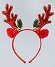 Hair Band Christmas Theme With Reindeer Horn Antler Applique - Red