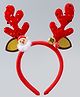 Hair Bands with Reindeer Horns& Santa Applique Pack of 1 -  Red