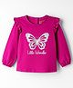 Babyhug 100% Cotton Knit Full Sleeves T-Shirt with Butterfly Graphic & Frill Detailing - Pink