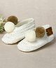 Funkrafts Knit Handmade Crochet Designed & Pom Pom Embellished Booties - White & Brown