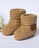 Funkrafts Handmade Crochet Solid Booties - Beige