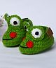 Funkrafts Handmade Frog Designed Crochet Booties - Green
