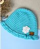Funkrafts Knit Floral Applique Detailed Cap -  Blue -  Circumference 31 Cm