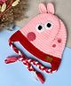 Funkrafts Knit Baby Pig Designed Handmade Beanie Cap - Pink - Circumference 48 Cm
