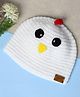 Funkrafts Knit Baby Hen Designed Handmade Beanie Cap - White & Red - Circumference 39 Cm