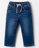 Ruff Denim Woven Full Length Washed Jeans - Navy Blue