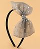 Aye Candy Foil Polka Dots Designed Bow Applique Detailed Hair Band - Grey