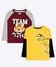 Ariel Cotton Knit Pack Of 2 Full Sleeves Dinosaur Printed Tee - Maroon & Yellow