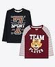 Ariel Cotton Knit Pack Of 2 Full Sleeves Tiger Printed Tee - Black & Maroon