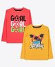 Ariel Cotton Knit Pack Of 2 Full Sleeves Goal Text Printed Tee - Red & Mustard