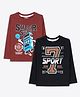 Ariel Cotton Knit Pack Of 2 Full Sleeves Robot Printed Tee - Brown & Black