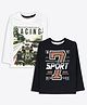 Ariel Cotton Knit Pack Of 2 Full Sleeves F1 Car Printed Tee - White & Black