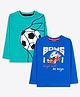 Ariel Cotton Knit Pack Of 2 Full Sleeves Boys Will Be Boys Text Printed Tee - Teal Blue & Blue