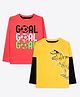 Ariel Cotton Knit Pack Of 2 Full Sleeves Goal Text Printed Tee -  Red & Yellow