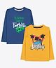 Ariel Cotton Knit Pack Of 2 Full Sleeves Football Text Printed Tee - Blue & Mustard