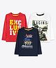 Ariel Cotton Knit Pack Of 3 Full Sleeves Typography & Vehicles Printed Tees - Red White & Navy Blue