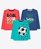 Ariel Cotton Knit Pack Of 3 Full Sleeves Sports Theme & Typography Printed Tees - Red Teal Blue & Blue