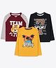 Ariel Cotton Knit Pack Of 3 Full Sleeves Sport Text & Tiger Printed Tees - Maroon Black & Mustard