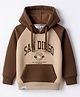 RUFF Fleece Knit Full Raglan Sleeves Hooded Sweatshirt With San Diego Print & Kangaroo Pockets - Beige