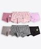 Ariel Cotton Blend Knit Pack Of 6 Baby Animals Printed Boy Shorts - Mauve Peach Purple Grey & Black