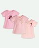 Ariel Cotton Knit Pack Of 3 Full Sleeves Heart & Bow Printed Tees - Pink Pink & Beige