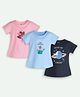 Ariel Cotton Knit Pack Of 3 Full Sleeves Unicorn & Keep Smiling Text Printed Tees - Pink Light &Navy Blue