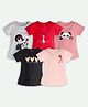 Ariel Cotton Knit Pack Of 3 Full Sleeves Animals & Hearts Printed Tees - Grey Red Pink Black & Beige