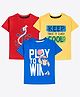 Ariel Cotton Knit Pack Of 3 Half Sleeves Typography & Anchor Printed Tees - Red Yellow & Blue