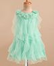 Enfance Core Sleeveless Pearl & Stone Embellished Floral Applique Detailed Knee Length Dress - Sea Green