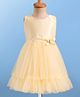 Enfance Core Sleeveless Floral & Bow Applique Detailed Knee Length Dress - Lemon